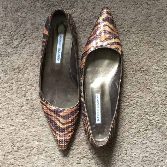 Manolo Blahnik Shoes - Manolo Blahnik Animal Print Sequin Flats,Size 40.5